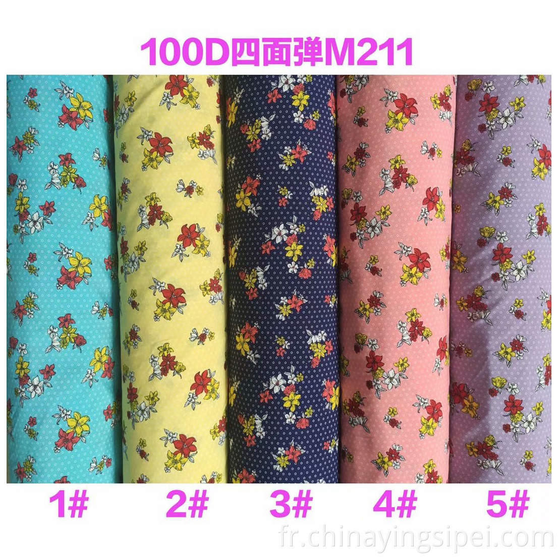 ISP Textile Flower Print 4 Way Stretch 97% Polyester 3% Tissu d'élastane Tissu d'impression pour femme robe